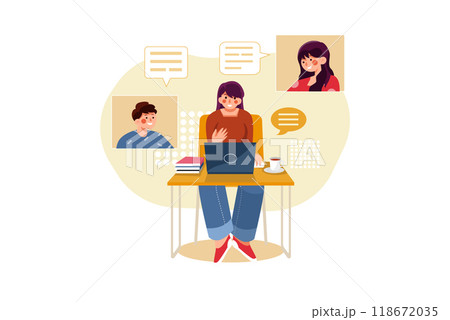 The woman learn communication skills with online class. 118672035