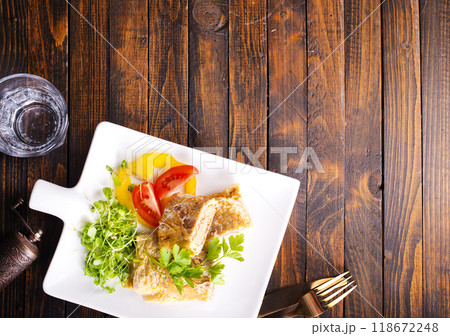 Japanese cuisine. National Japanese dish Omelet tamago yaki for breakfast. Japanese cuisine. National Japanese dish Omelet tamago yaki for breakfast. 118672248