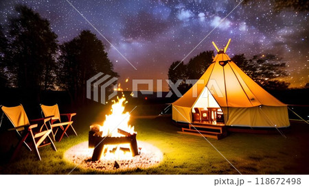 グランピング キャンプ AI生成 背景素材 バナー素材 16:9 グランピング キャンプ AI生成 背景素材 バナー素材 16:9 118672498