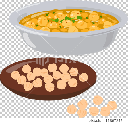Chickpea curry in a metal dish 118672524