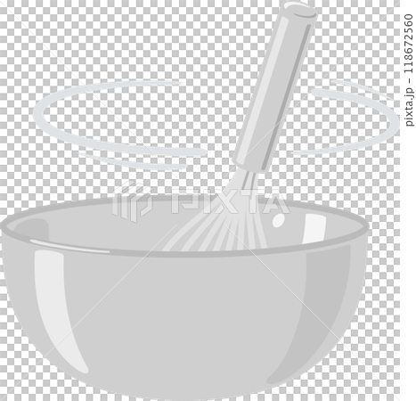 Stirring the contents of a bowl with a whisk 118672560