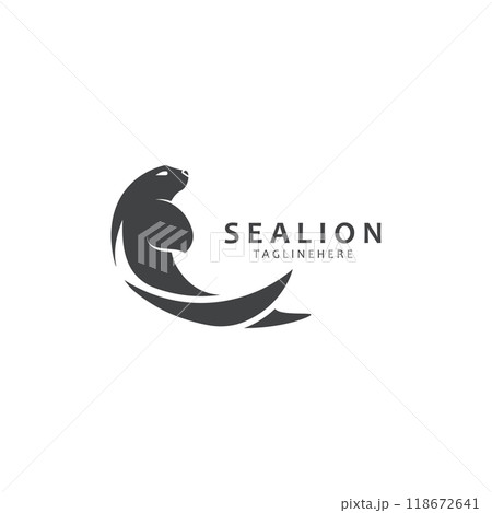 Sea lion mammal logo design animal sea illustration template 118672641
