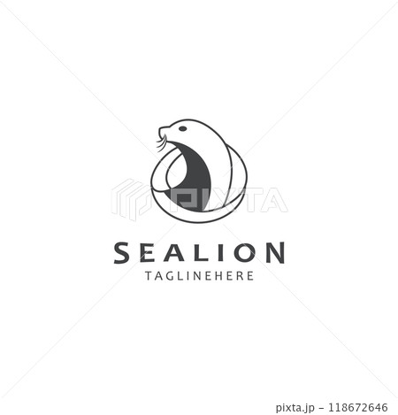 Sea lion mammal logo design animal sea illustration template 118672646