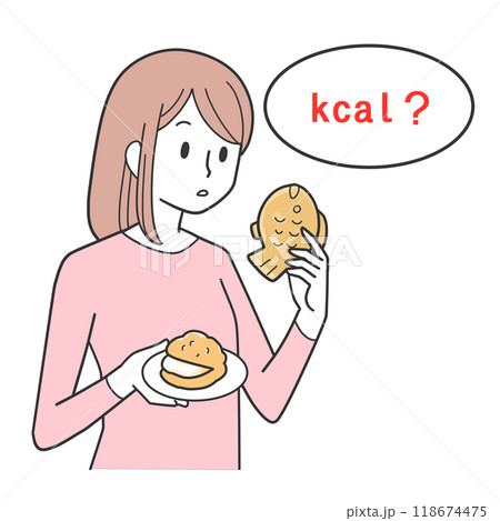 どちらを食べようか迷う女性 118674475