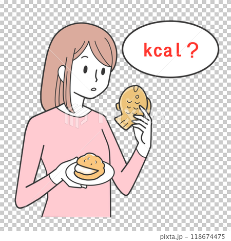 どちらを食べようか迷う女性 118674475