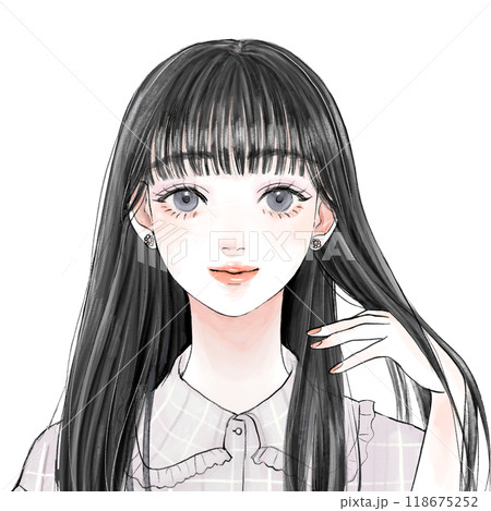 ロングヘアをサラッとしている女性 ロングヘアをサラッとしている女性 118675252