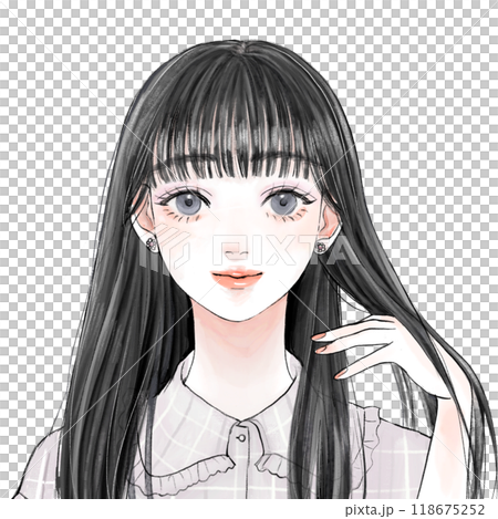 一個有著長而光滑的頭髮的女人 118675252