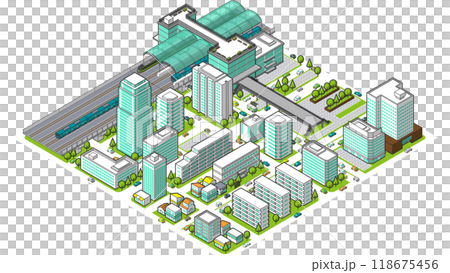 Vector illustration of a three-dimensional station seen from above 118675456