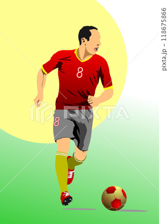 Poster of Soccer (football). Colored Vector hand drawn 3d illustration. 118675866