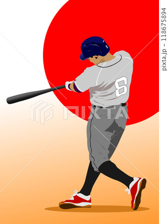 Baseball players. Vector 3d hand drawn illustration Baseball players. Vector 3d hand drawn illustration 118675894