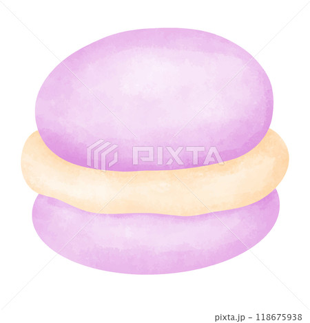 Purple cute macaron watercolor. 118675938
