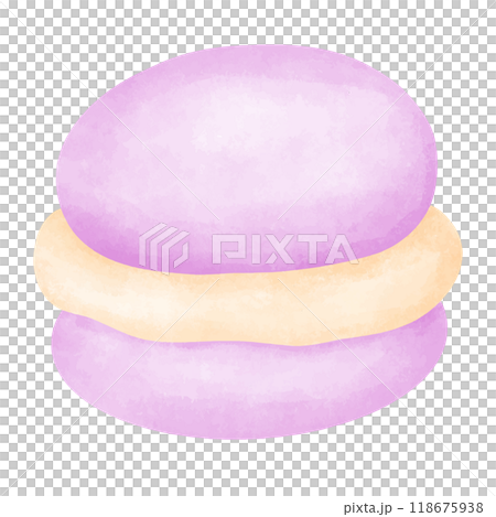 Purple cute macaron watercolor. 118675938