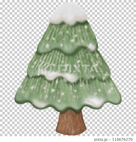 Christmas tree hand drawn illustration for decoration. Winter pre made card with lettering. Christmas tree hand drawn illustration for decoration. Winter pre made card with lettering. 118676270