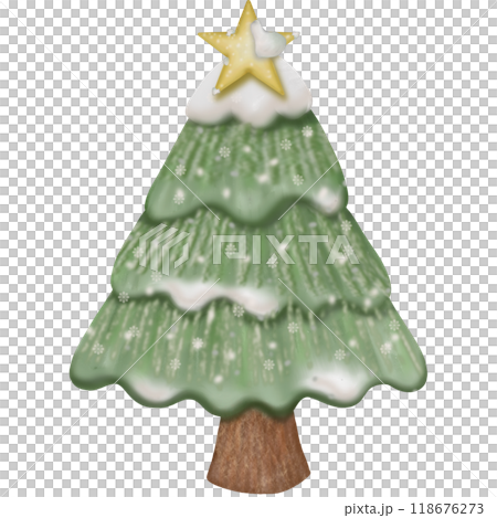 Christmas tree hand drawn illustration for decoration. Winter pre made card with lettering. Christmas tree hand drawn illustration for decoration. Winter pre made card with lettering. 118676273