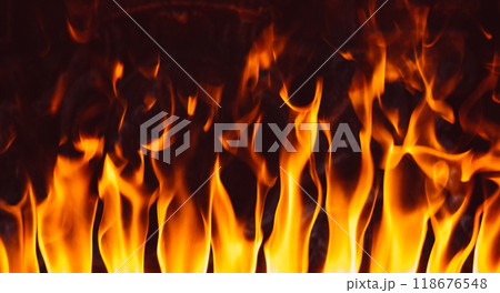 Flames texture background on a black background Flames texture background on a black background 118676548