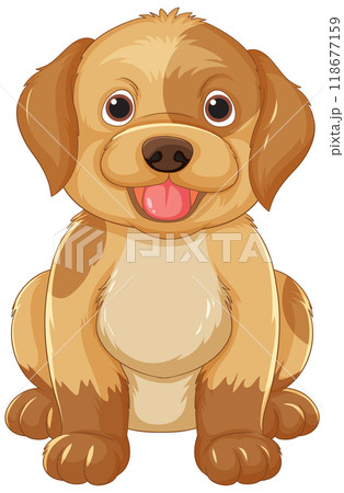 Happy Cartoon Puppy Sitting Happy Cartoon Puppy Sitting 118677159