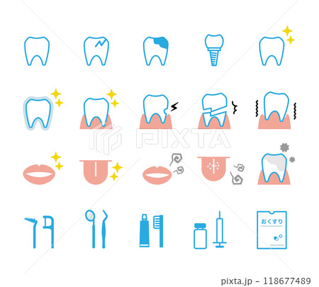 歯のアイコン　カラーイラスト 118677489