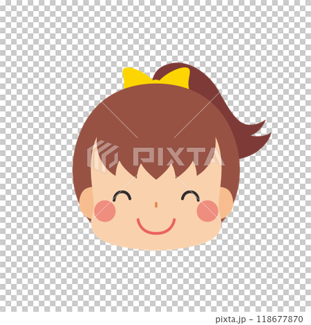 Smiling cute little girl Emoji icon Face Expression White background Vector Smiling cute little girl Emoji icon Face Expression White background Vector 118677870