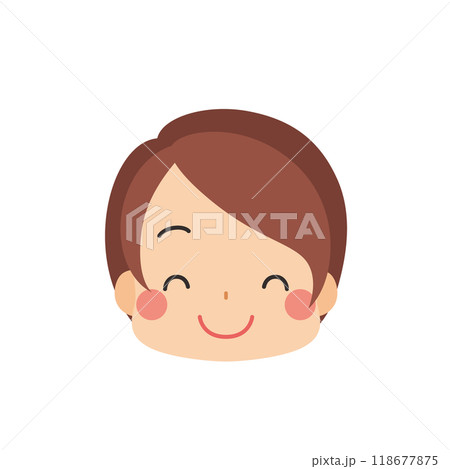 ニコニコ笑う可愛い小さな女の子 絵文字 アイコン 顔 表情 白背景 ベクター ニコニコ笑う可愛い小さな女の子 絵文字 アイコン 顔 表情 白背景 ベクター 118677875