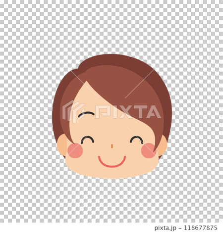 ニコニコ笑う可愛い小さな女の子 絵文字 アイコン 顔 表情 白背景 ベクター ニコニコ笑う可愛い小さな女の子 絵文字 アイコン 顔 表情 白背景 ベクター 118677875