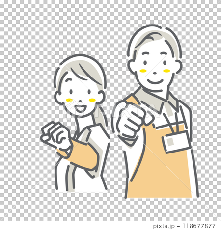 Smiling caregiver working hard - simple and stylish line drawing illustration 118677877