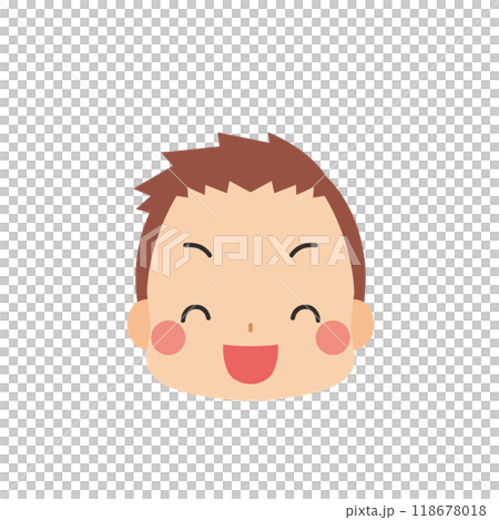 Cute little boy smiling emoji icon face expression white background vector 118678018