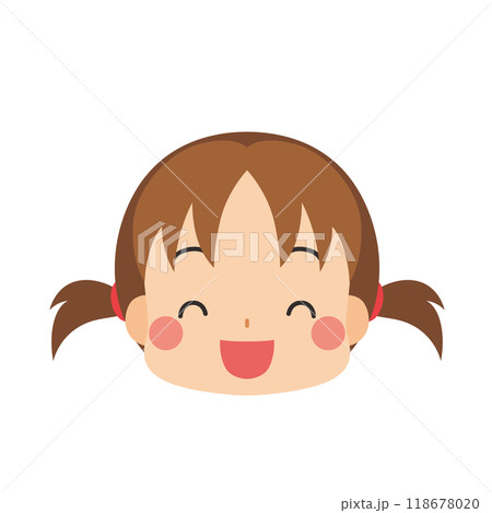ニッコリ笑う可愛い小さな女の子 絵文字 アイコン 顔 表情 白背景 ベクター ニッコリ笑う可愛い小さな女の子 絵文字 アイコン 顔 表情 白背景 ベクター 118678020