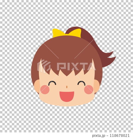 ニッコリ笑う可愛い小さな女の子 絵文字 アイコン 顔 表情 白背景 ベクター ニッコリ笑う可愛い小さな女の子 絵文字 アイコン 顔 表情 白背景 ベクター 118678021