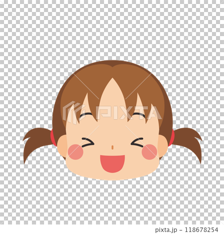 Cute little girl laughing out loud Emoji Icon Face Expression White Background Vector 118678254