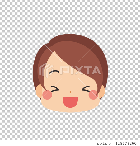 Cute little girl laughing out loud Emoji Icon Face Expression White Background Vector 118678260