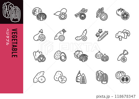 野菜の断面のシンプルなラインアイコン 118678347