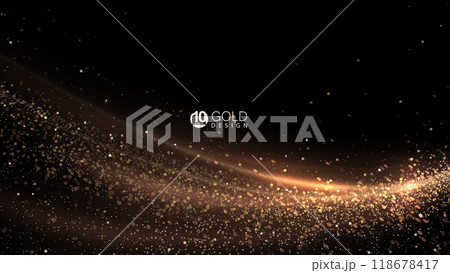 Black background with isolated golden design with small tinsel 118678417