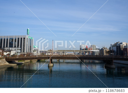 View of Murasaki river near Kokura Castle in Kitakyushu 118678683
