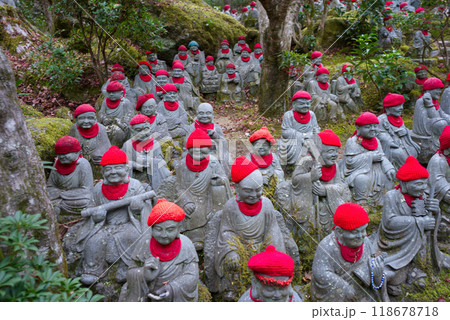 A garden with many Buddha statues At Daishoin Temple, Miyajima Island, Japan A garden with many Buddha statues At Daishoin Temple, Miyajima Island, Japan 118678718