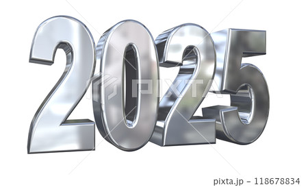 3DCG文字［2025］シルバー,銀 118678834
