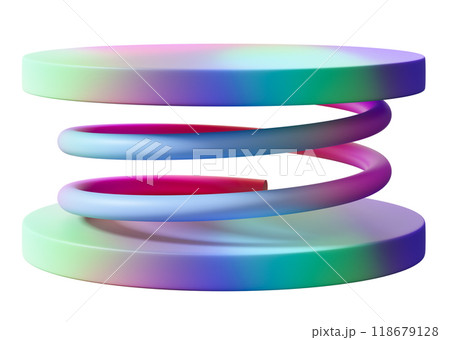 Rainbow, round podium isolated on white background. Modern, playful mock up for product, toy display. Cut out pedestal or platform. Empty scene. Y2k, 2000s style. Color gradient. 3D render. Rainbow, round podium isolated on white background. Modern, playful mock up for product, toy display. Cut out pedestal or platform. Empty scene. Y2k, 2000s style. Color gradient. 3D render. 118679128