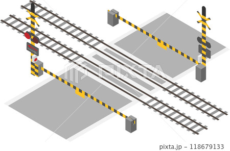 アイソメトリックな踏切のイメージ素材 アイソメトリックな踏切のイメージ素材 118679133