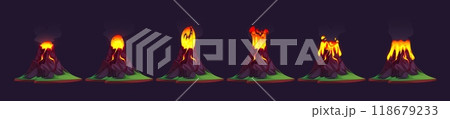 Volcano eruption animation set Volcano eruption animation set 118679233