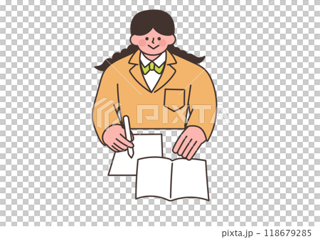 A female student studying seriously 118679285