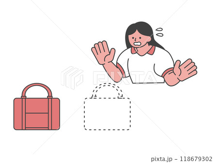 バッグが盗まれてしまった女性 置き引き バッグが盗まれてしまった女性 置き引き 118679302