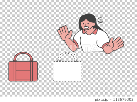 バッグが盗まれてしまった女性 置き引き バッグが盗まれてしまった女性 置き引き 118679302