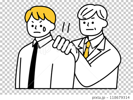 上司に肩を叩かれた男性社員 118679314