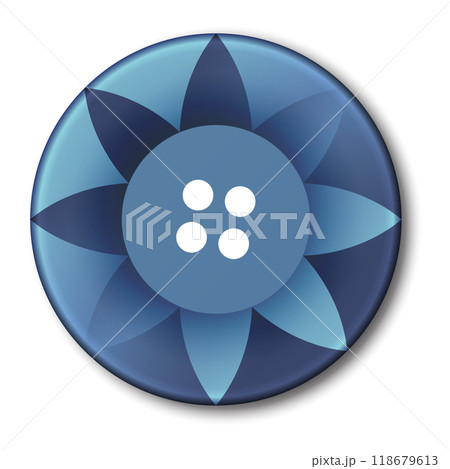 Sewing button icon, isolated on white. Circular button for clothes, art or crafts. Fashion and needlework. Vector isolated illustration 118679613