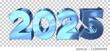3DCG文字［2025］ブルー,青 118680094