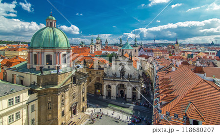 Church of St. Francis of Assisi and St. Salvator Church in Prague timelapse. 118680207