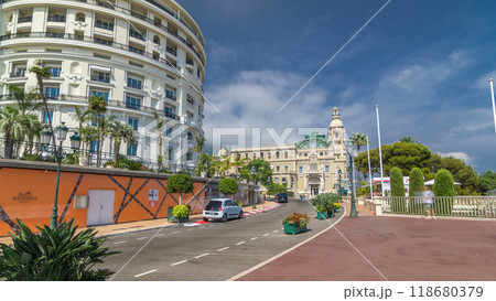 One of the sides of the Monte Carlo Casino timelapse hyperlapse 118680379