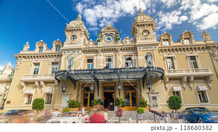 19th century baroque style palace of the Monte Carlo Casino in Monaco timelapse hyperlapse 19th century baroque style palace of the Monte Carlo Casino in Monaco timelapse hyperlapse 118680382