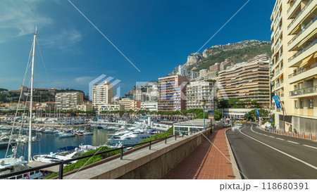 Monte Carlo Port Hercule panorama timelapse hyperlapse. Monte Carlo Port Hercule panorama timelapse hyperlapse. 118680391