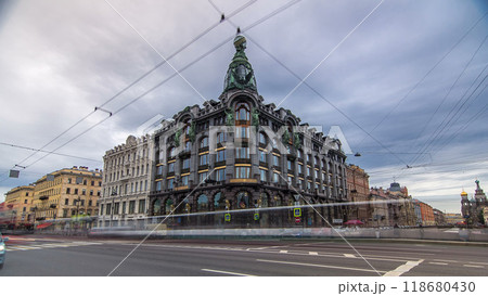 Singer House at the Saint Petersburg timelapse hyperlapse. 118680430
