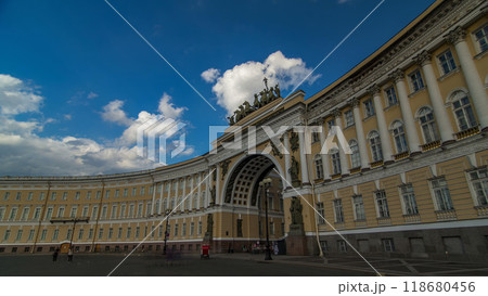 The General Staff building timelapse hyperlapse - a historic building, is located on the Palace Square in St. Petersburg. The General Staff building timelapse hyperlapse - a historic building, is located on the Palace Square in St. Petersburg. 118680456
